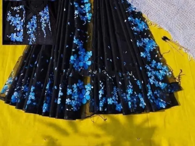 Picture of Dhupian Half Silk Hand Paint Cotton Couple Set Saree and Panjabi - 363