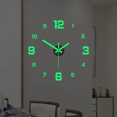 Picture of EW Creative Simple Luminous Digital Clock European Style DIY Silent Wall Clock Study Living Room Punch-Free Wall Sticker Clock