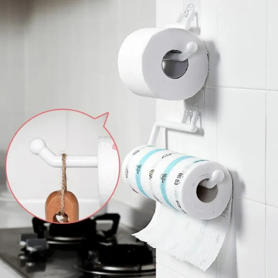 Picture of Hand Towel Toilet Film Wall Mounted Tissue Kitchen Roll Paper Holder Kitchen Tissue Holder Paper Roll Holder Towel Hanger Rack Bar Cabinet Rag Hanging Holder Bathroom Organizer Shelf Toilet Paper Holders