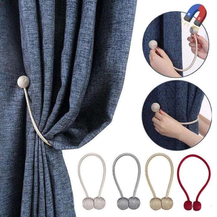 Picture of 1 Pcs Magnetic Curtain Tiebacks Magnetic curtain clip The Most Convenient Drape Tie Backs,Decorative Rope Holdback Holder for Small, Thin or Sheer Window Drapries