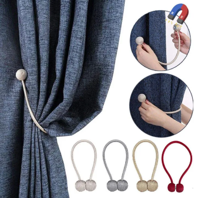 Picture of 1 Pcs Magnetic Curtain Tiebacks Magnetic curtain clip The Most Convenient Drape Tie Backs,Decorative Rope Holdback Holder for Small, Thin or Sheer Window Drapries