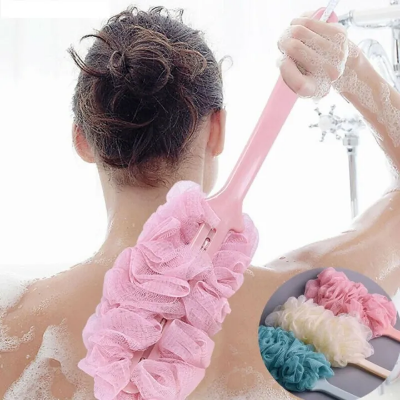 Picture of Long Handle Bath Sponge Shower Brush Back Scrubber For Shower Soft Mesh Body Back Cleaner Washer Body Bath Massage Brush