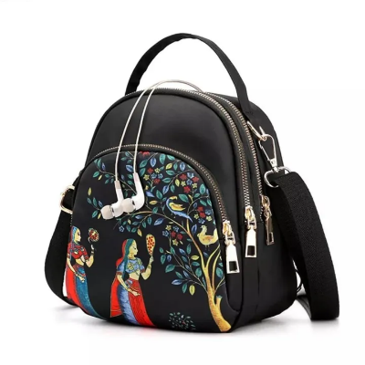 Picture of Trendy Fashion Printing Mini Backpack for Women, Large Capacity Nylon Rucksack Multilayer Crossbody & Shoulder School Bags For Girls, Waterproof Travel Ladies Bags