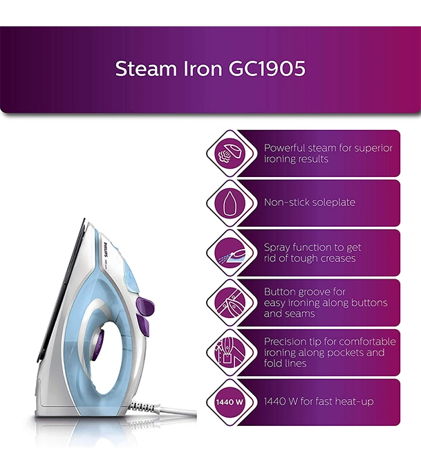 Buy Philips GC1905 1440Watt Steam Iron with Spray Online at Best Price