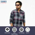 Buy Fine Tex Clothing's Aristocratic Quality Navy Pink Color Full Sleeves Casual Check Shirt For Men at Best Price in Bangladesh