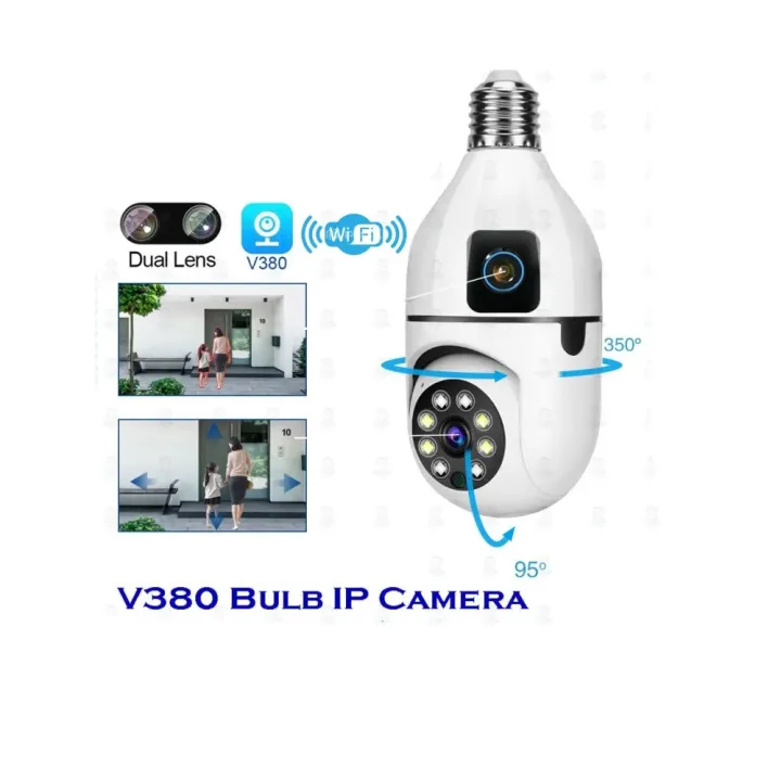 Buy V380 Pro Dual Lens Dual Screen E27 Bulb Camera Two Ways Audio Color Night Vision Smart Home Security Wireless WIFI Indoor Camera   at best price In Bangladesh