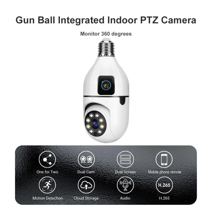 Buy V380 Pro Dual Lens Dual Screen E27 Bulb Camera Two Ways Audio Color Night Vision Smart Home Security Wireless WIFI Indoor Camera   at best price In Bangladesh