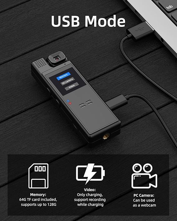 Buy L9 Body Camera Mini 1080P Portable Small Body Worn Cam Wearable Pocket Video Recorder with 180° Rotatable Lens, 1.3" LCD, Night Vision for Security Guard, Law Enforcement, Built-in 64G Memo