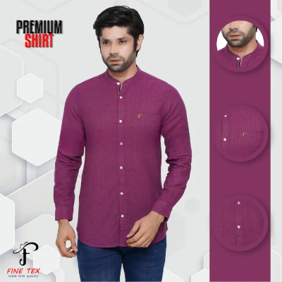Buy Premium Quality Rawan Fabric Violet Color Casual Band Collar Shirt For Men Collection By Fine Tex Clothing(Casual Band Collar Shirt For Men) at Best Price in Bangladesh