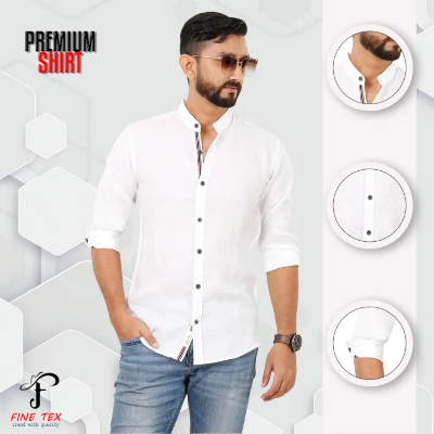 Buy Premium Quality Rawan Fabric White Color Casual Band Collar Shirt For Men Collection By Fine Tex Clothing(Casual Band Collar Shirt For Men)at Best Price in Bangladesh