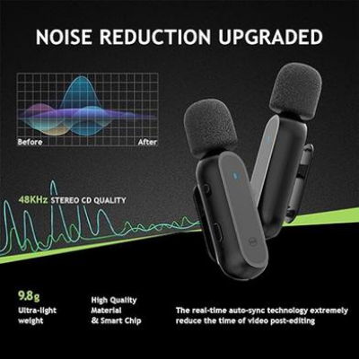 Buy K61 Wireless Lavalier Microphone, Dual Microphone for Plug & Play Noise Reduction for type C   at best price In Bangladesh