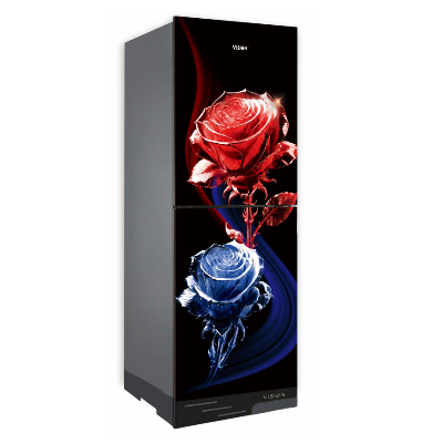 Buy  VISION Glass Door Refrigerator RE-252 Liter Crystal Lotus Flower Bottom Mount  at Best Price in Bangladesh