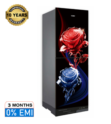 Picture of VISION Glass Door Refrigerator RE-252 Liter Crystal Lotus Flower Bottom Mount