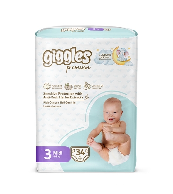 Picture of Giggles Premium Twin Pack 4-9Kg Midi 34 Pcs