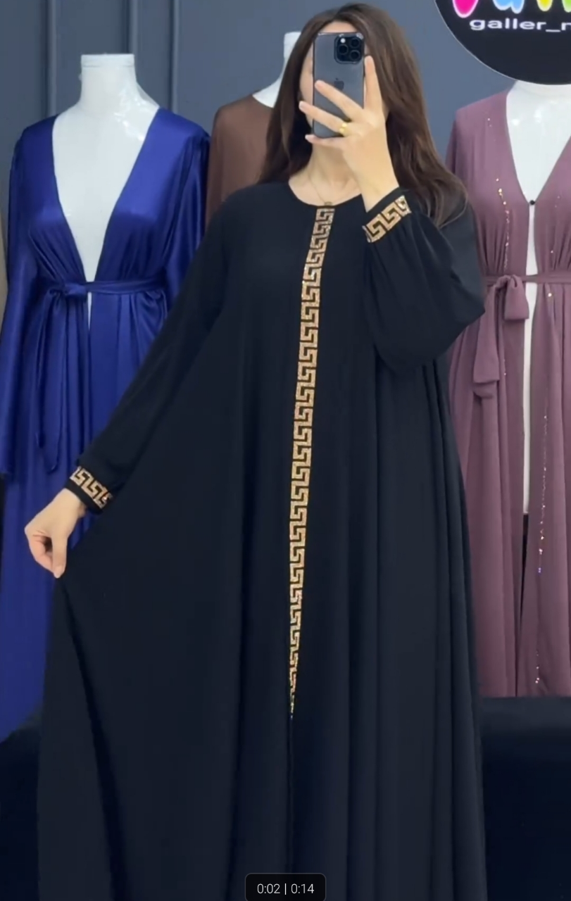 Picture of Abaya Borka (Mithila Ston) Work (With Free Hijab) Dubai Cherry Stylish Party Borka Fashion Collection Fashionable Khimar Lycra Borka For Women