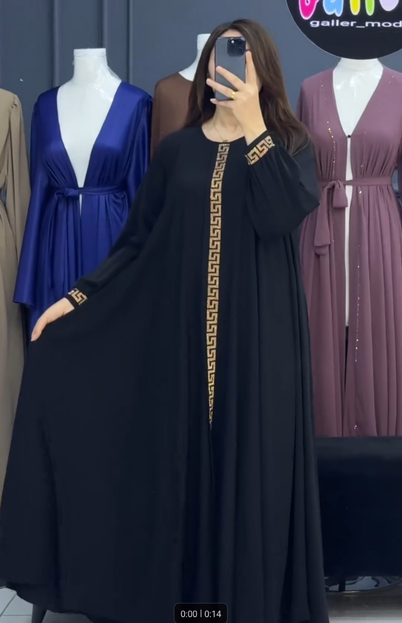 Picture of Abaya Borka (Mithila Ston) Work (With Free Hijab) Dubai Cherry Stylish Party Borka Fashion Collection Fashionable Khimar Lycra Borka For Women
