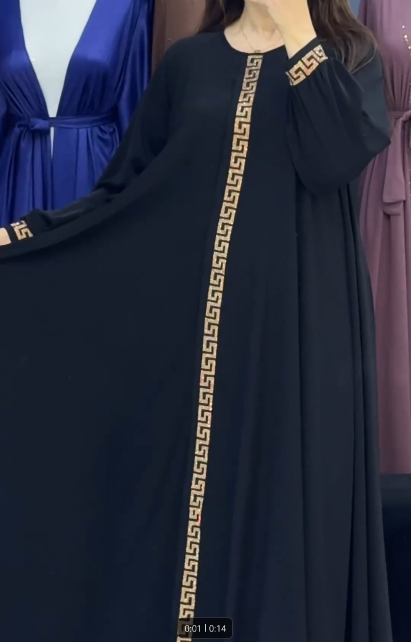 Picture of Abaya Borka (Mithila Ston) Work (With Free Hijab) Dubai Cherry Stylish Party Borka Fashion Collection Fashionable Khimar Lycra Borka For Women