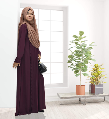 Picture of Abaya Borka (Side Kuchi Borka) (No Hijab) Dubai Cherry Stylish Party Borka Fashion Collection Fashionable Khimar Lycra Borka For Women