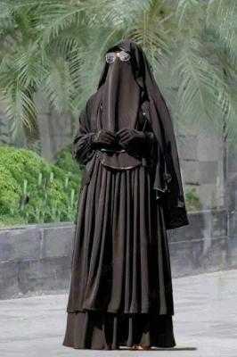 Picture of Abaya Borka (Samia Set) (With Hijab Niqab Ful Set) Dubai Cherry Stylish Party Borka Fashion Collection Fashionable Khimar Lycra Borka For Women