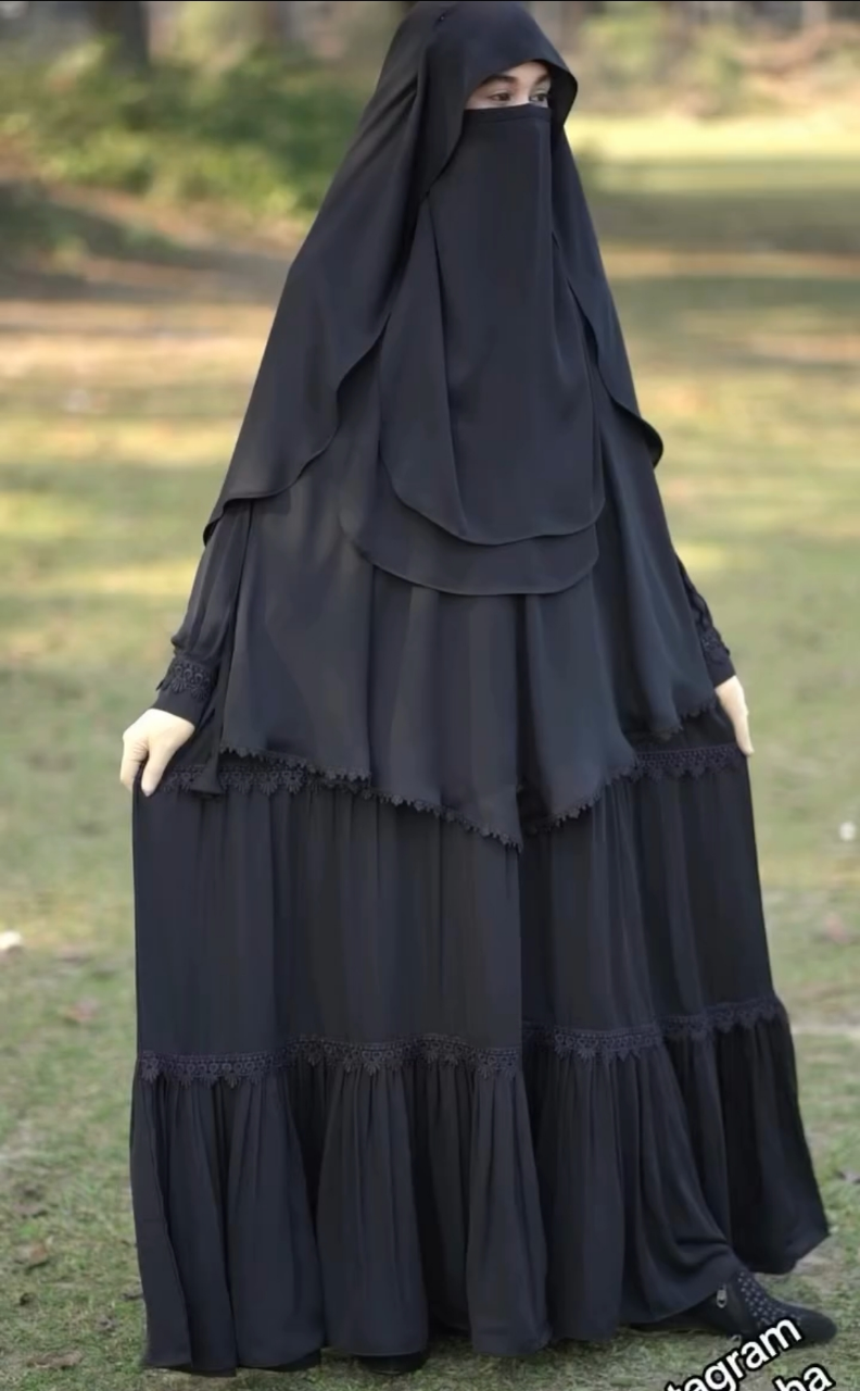Picture of Abaya Borka (Tasnim Borka) (With Hijab Niqab Ful Set) Dubai Cherry Stylish Party Borka Fashion Collection Fashionable Khimar Lycra Borka For Women