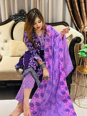 Picture of Premium Quality (Vip Block) Orbindu Cotton Block Printed Cotton Unstitched Three Piece For Women