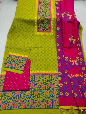 Picture of Premium Quality (Vip Block) Orbindu Cotton Block Printed Cotton Unstitched Three Piece For Women