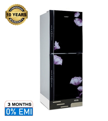 Buy VISION Glass Door Refrigerator RE-240 Liter Mirror Purple Flower Top Mount at Best Price in Bangladesh	