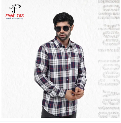 Buy Premium Quality Navy Blue Color Full Sleeve Cotton Casual Check Shirt For Men Collection By Fine Tex Clothing  at Best Price in Bangladesh