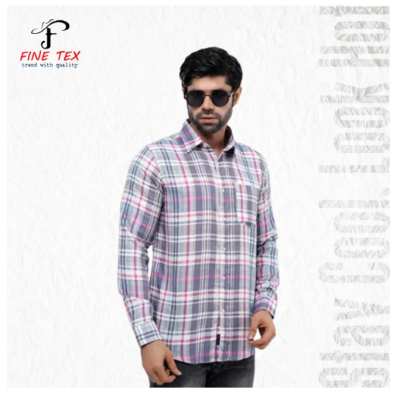 Buy Premium Quality Navy Sky Pink Color Full Sleeve Cotton Casual Check Shirt For Men Collection By Fine Tex Clothing  at Best Price in Bangladesh