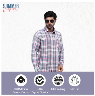 Buy Premium Quality Navy Sky Pink Color Full Sleeve Cotton Casual Check Shirt For Men Collection By Fine Tex Clothing  at Best Price in Bangladesh