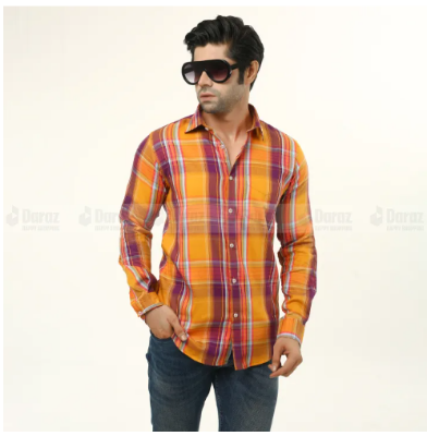 Buy Premium Quality Meri Gold Orange Color Check Shirt Full Sleeves Casual Shirt For Men - Shirt  at Best Price in Bangladesh