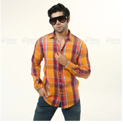 Buy Premium Quality Meri Gold Orange Color Check Shirt Full Sleeves Casual Shirt For Men - Shirt  at Best Price in Bangladesh
