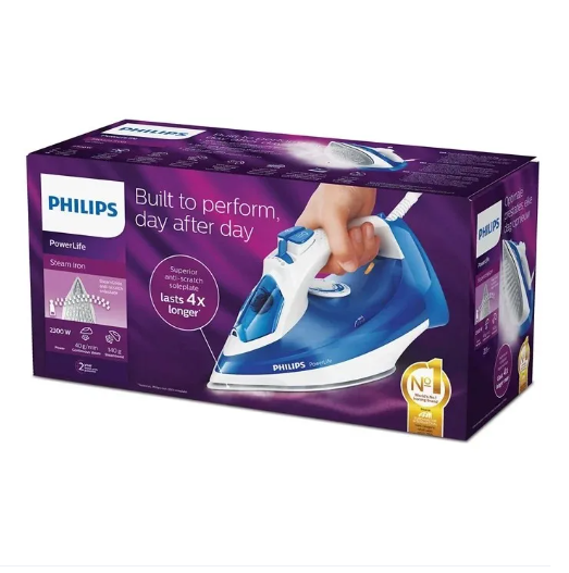 Buy  Philips Steam Glide Sole Plate Power Life Steam Iron Blue (GC2990/20) at Best Prices in Bangladesh
