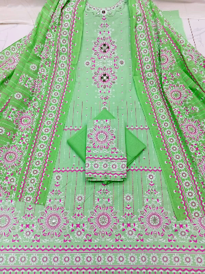 Picture of Premium Quality Embroidery And Doler Work Unstitched Three Piece Shalwar Kameez With Latest Design