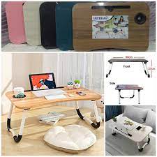 Picture of Portable Foldable Home Laptop/Notebook Stand Desk/Table for Study- Wood Color