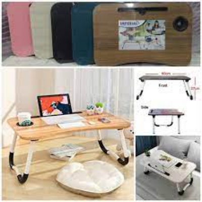 Picture of Portable Foldable Home Laptop/Notebook Stand Desk/Table for Study- Wood Color