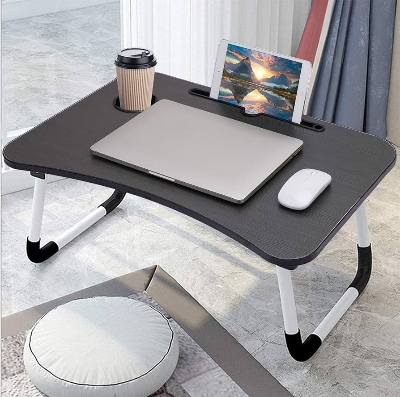 Picture of Portable Foldable Home Laptop/Notebook Stand Desk/Table for Study- Wood Color