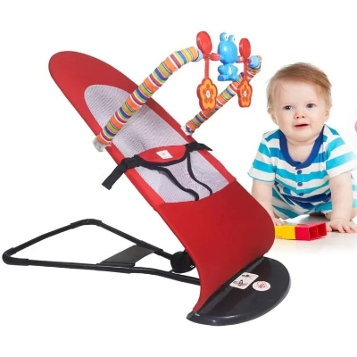 Picture of Foldable Soft Newborn Baby Bouncing Chair, Baby Bouncer Seat Safety Balanced Rocking Bouncer