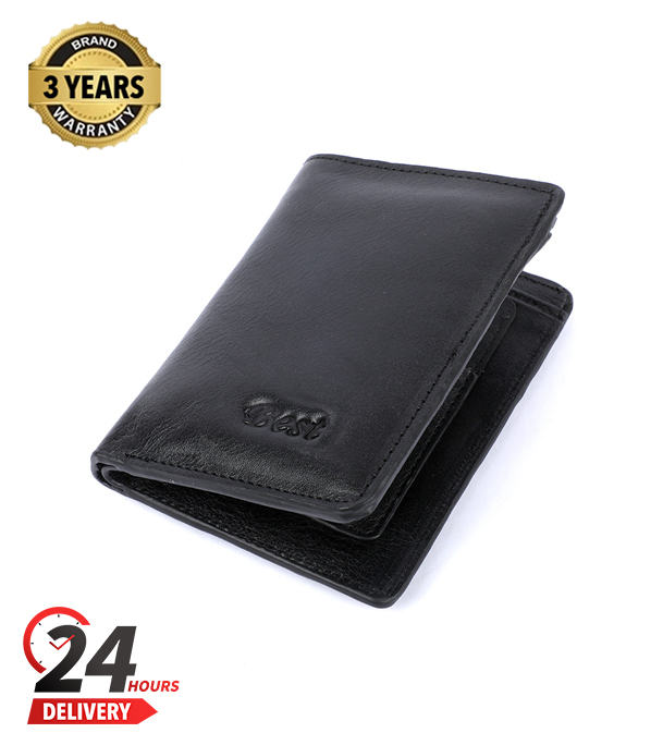 Picture of Black 100% Leather Wallet For Men's - Money Bag With Special Box