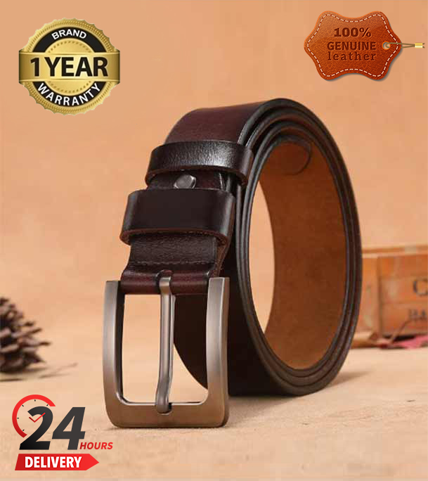 Picture of Genuine Leather Belt Chocolate Color With Square Style