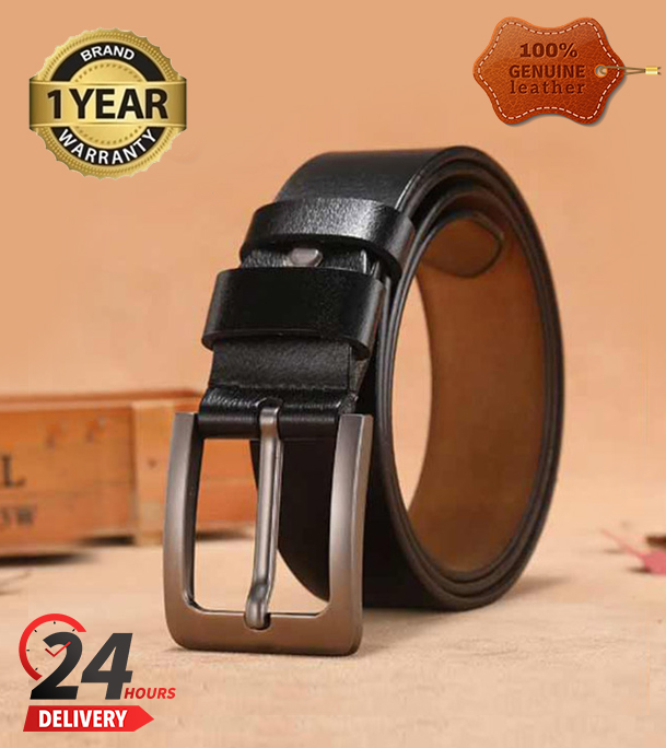Picture of Genuine Leather Belt Black Color With Square Style
