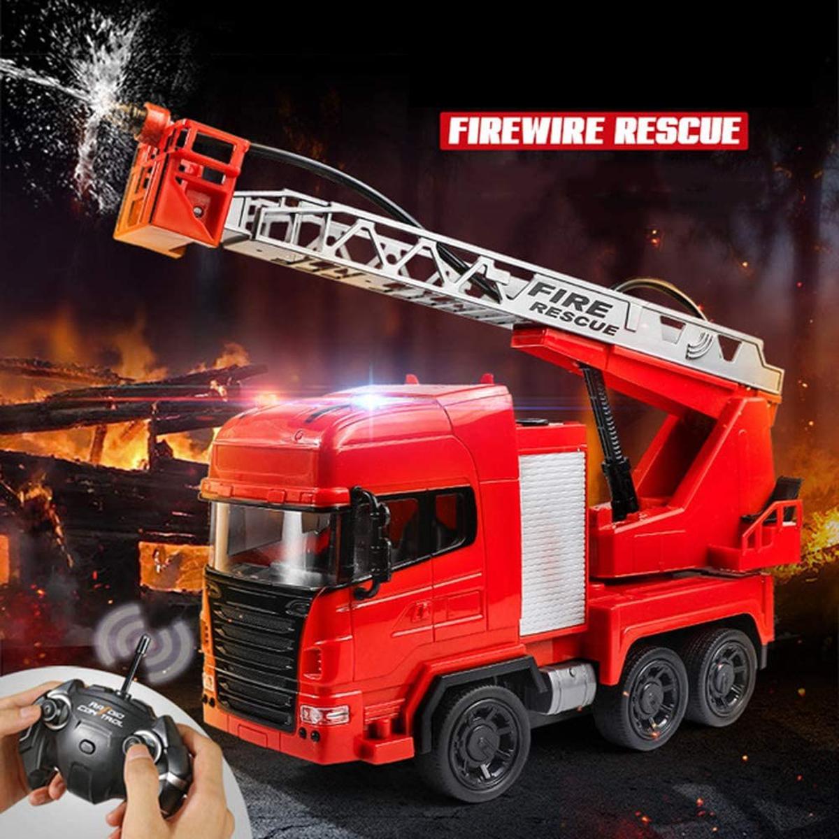 Buy Rechargeable Electric Fire Rescue Truck Remote Control Fire Engine Car Toy with Ladders One-Button Water Spray RC Car Toy for Kids at Best Price In Bangladesh