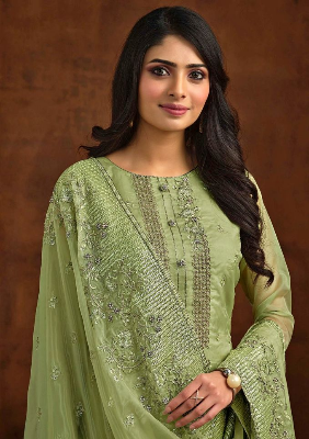 Buy Women's Unstitched Embroidered Organza Replica Suit SA-1605 at best price In Bangladesh