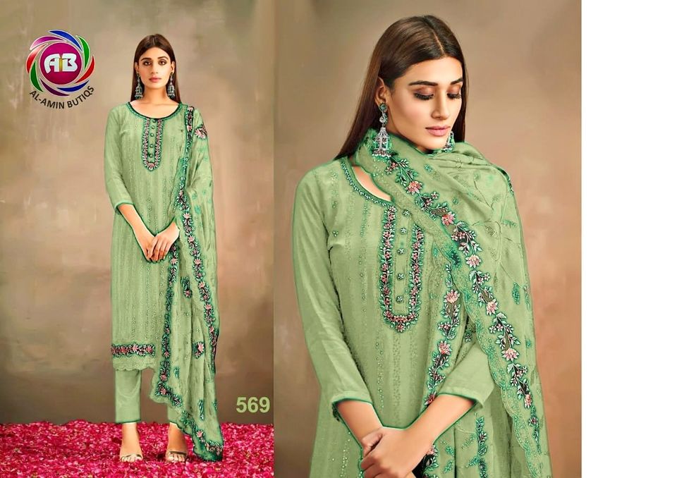 Buy Women's Unstitched Three Piece Computer Embroidery Work Replica Party Dress - SA-1410 at best price In Bangladesh