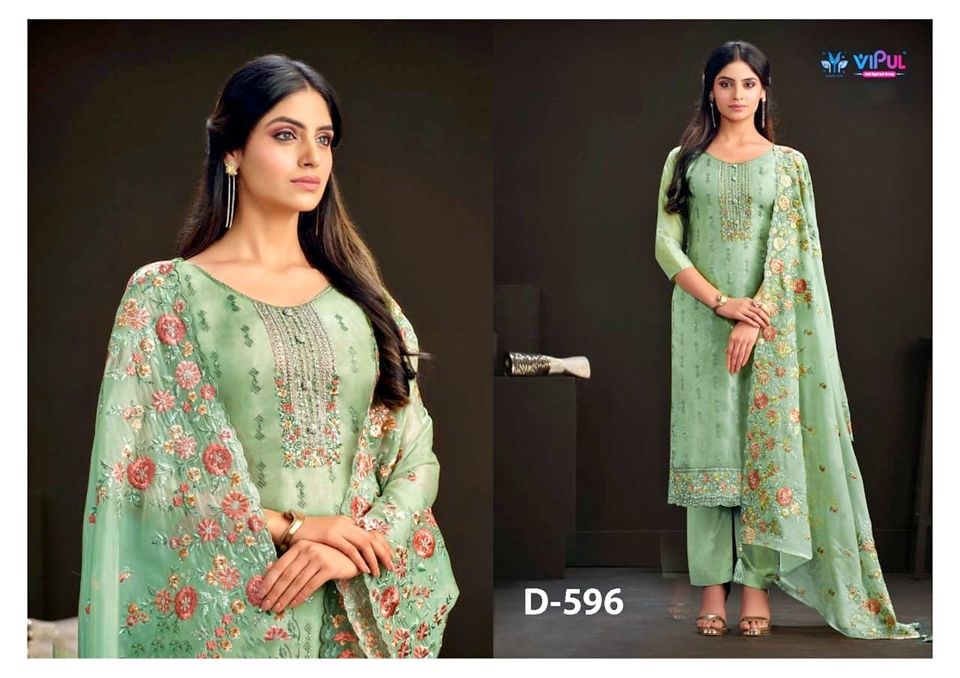 Buy Women's Unstitched Embroidered Organza Replica Suit SA-1608 at best price In Bangladesh