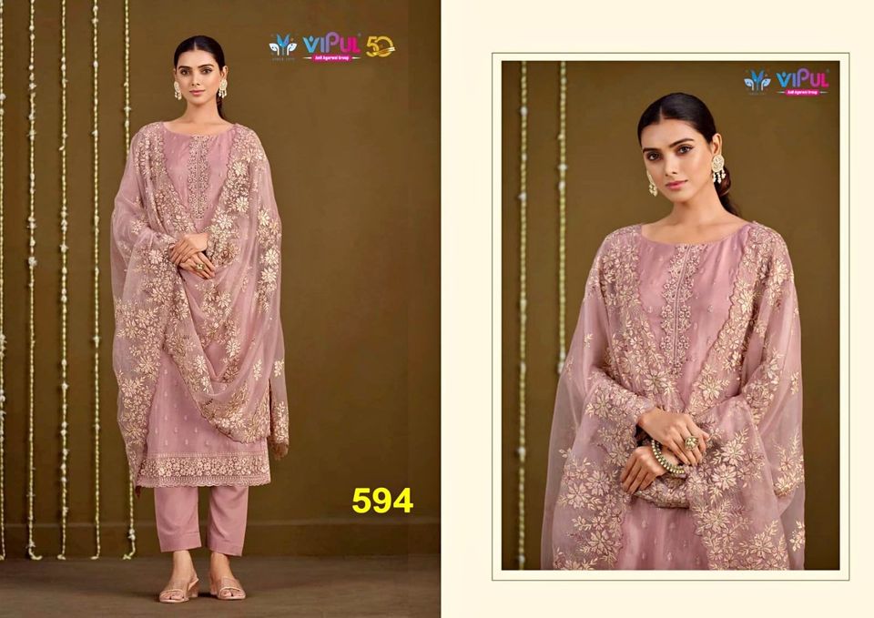 Buy Women's Unstitched Embroidered Organza Replica Suit SA-1609 at best price In Bangladesh