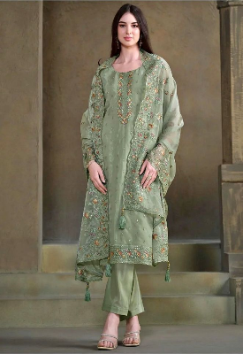 Buy Unstitched Organza Embroidered 4 Pieces Replica Salwar Suits - SA-1709 at best price In Bangladesh