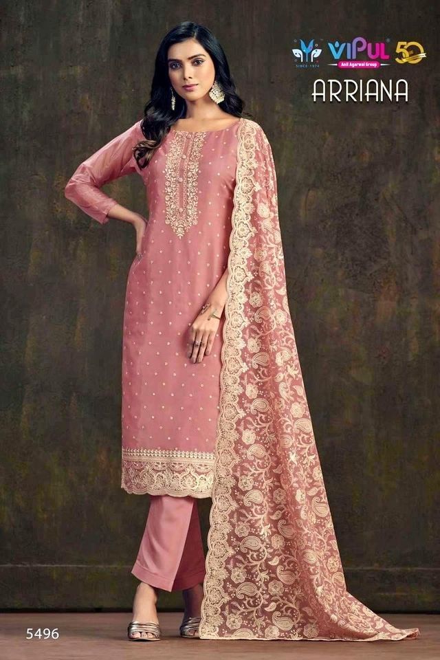 Buy Unstitched Organza Embroidered 4 Pieces Replica Salwar Suits - SA-1710 at best price In Bangladesh
