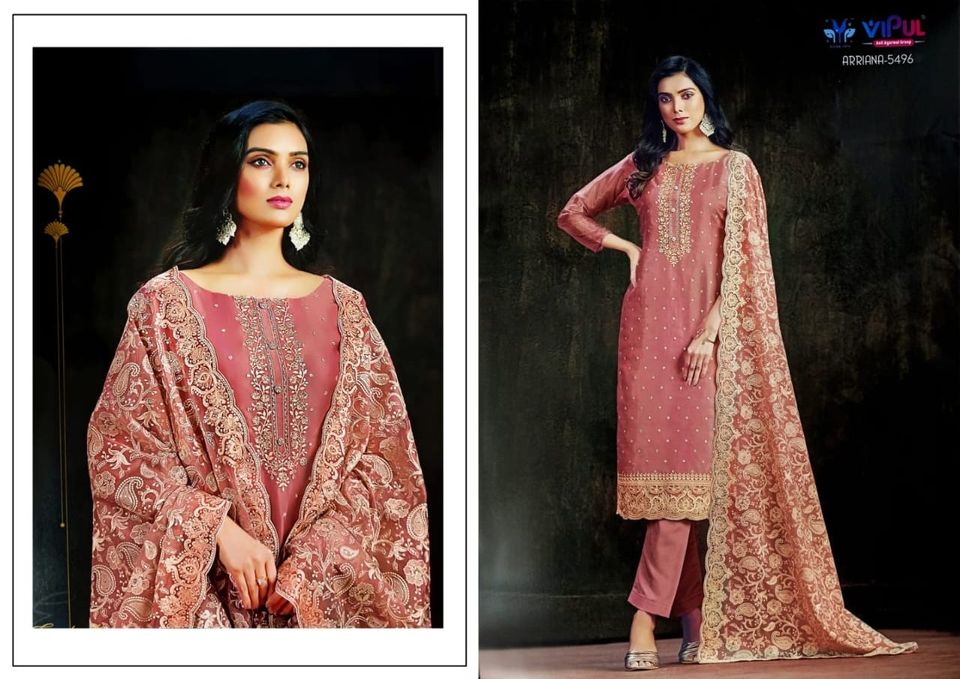 Buy Unstitched Organza Embroidered 4 Pieces Replica Salwar Suits - SA-1710 at best price In Bangladesh