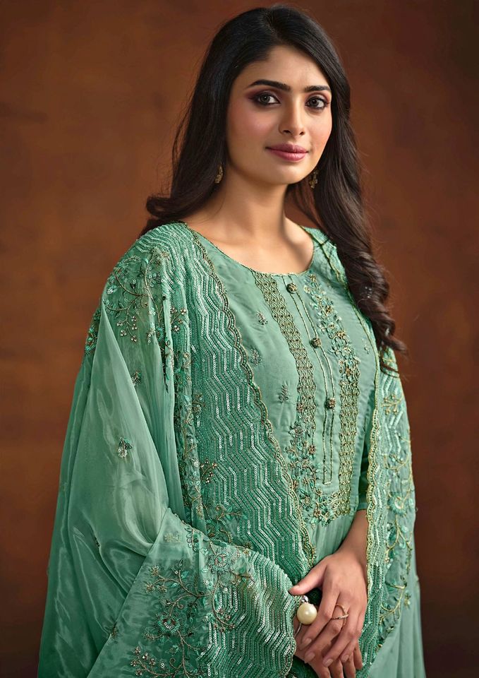 Buy Women's Unstitched As Same As Picture Embroidered Organza Replica Suit - SA-1603 at best price In Bangladesh